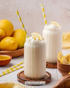 Delicious creamy frozen lemonade served in a glass with lemon slices