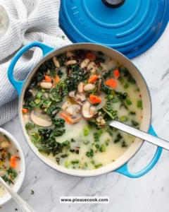 Bowl of creamy wild rice soup garnished with herbs and vegetables
