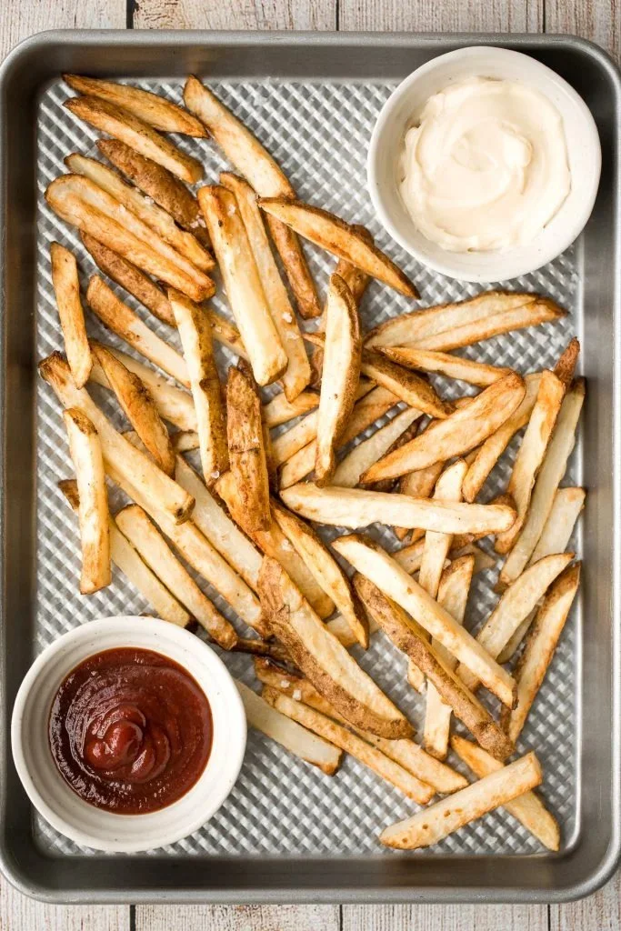 Crispy air fryer French fries served on a plate