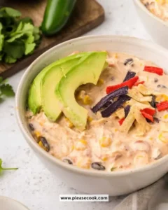 Crockpot White Chicken Chili cooked to perfection in a slow cooker