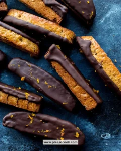 Delicious Dark Chocolate Orange Biscotti served on a plate with coffee.