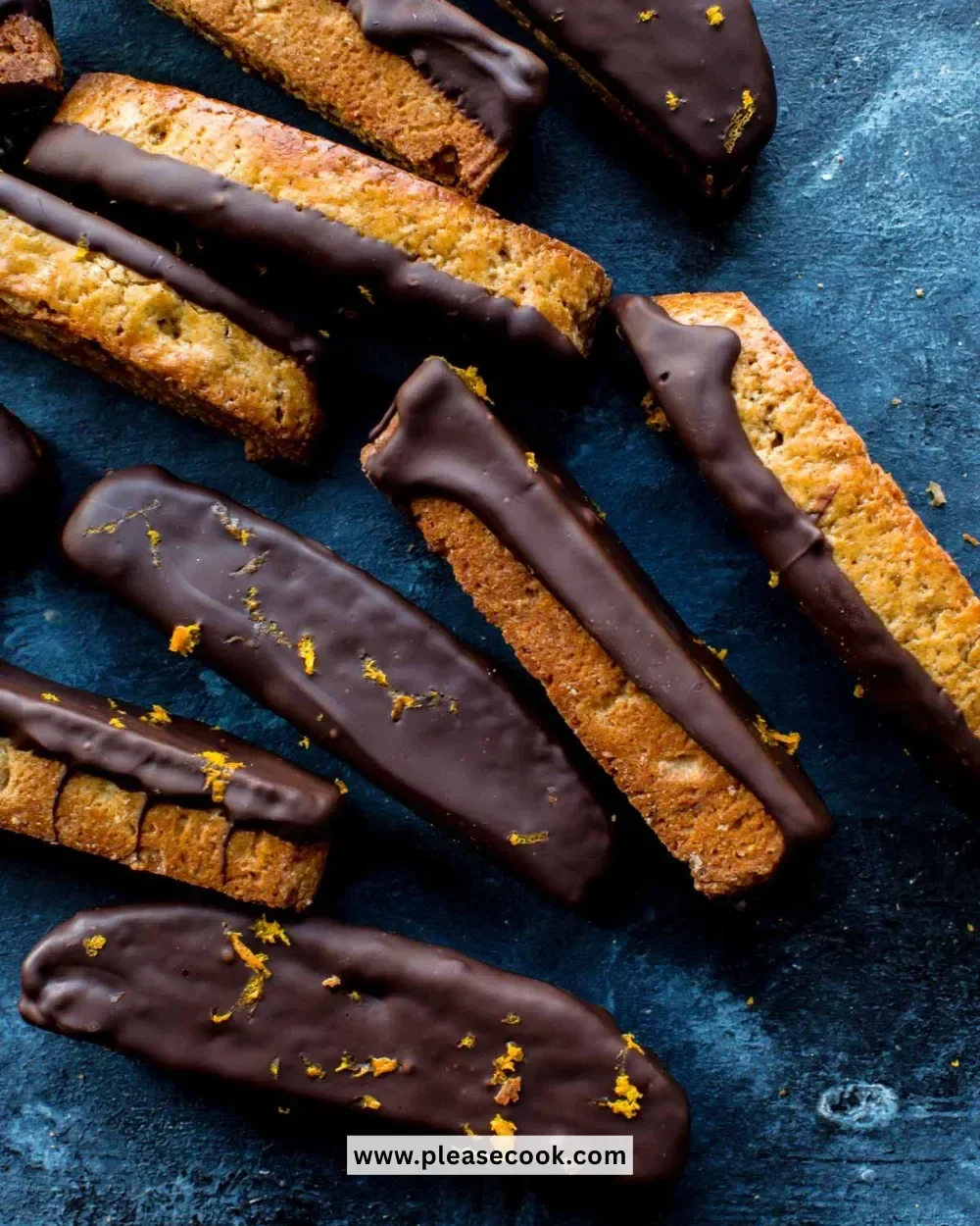 Delicious Dark Chocolate Orange Biscotti served on a plate with coffee.
