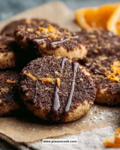 Delicious dark chocolate orange shortbread cookies on a plate.