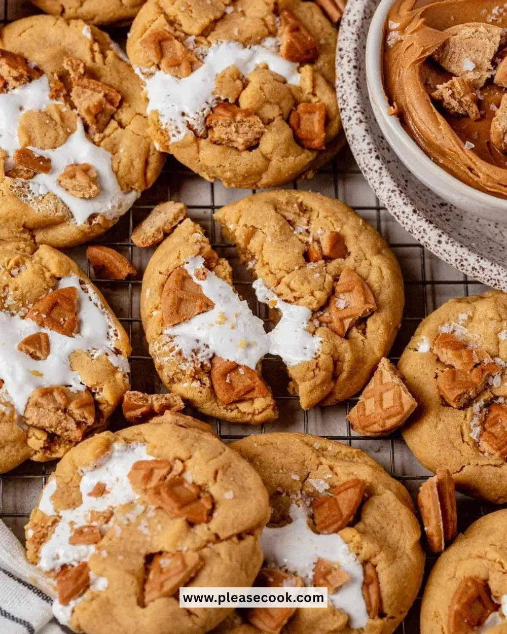 Delicious Fluffernutter Cookies with peanut butter and marshmallow flavors