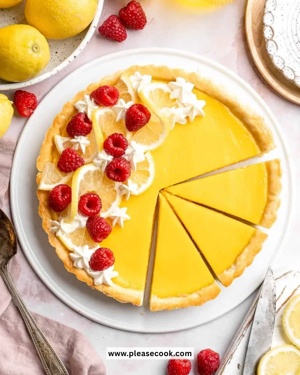 Delicious French Lemon Tart with zesty lemon filling and buttery crust