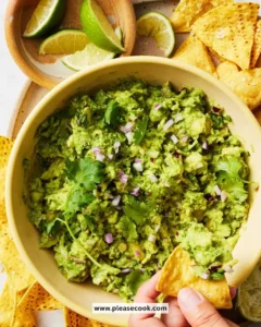 Delicious homemade guacamole made with fresh avocados and spices