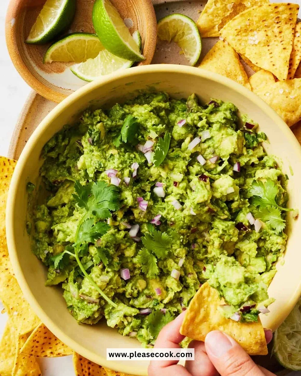 Delicious homemade guacamole made with fresh avocados and spices