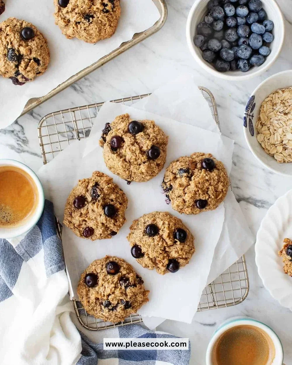 Healthy breakfast cookies made with oats, nuts, and fruits.