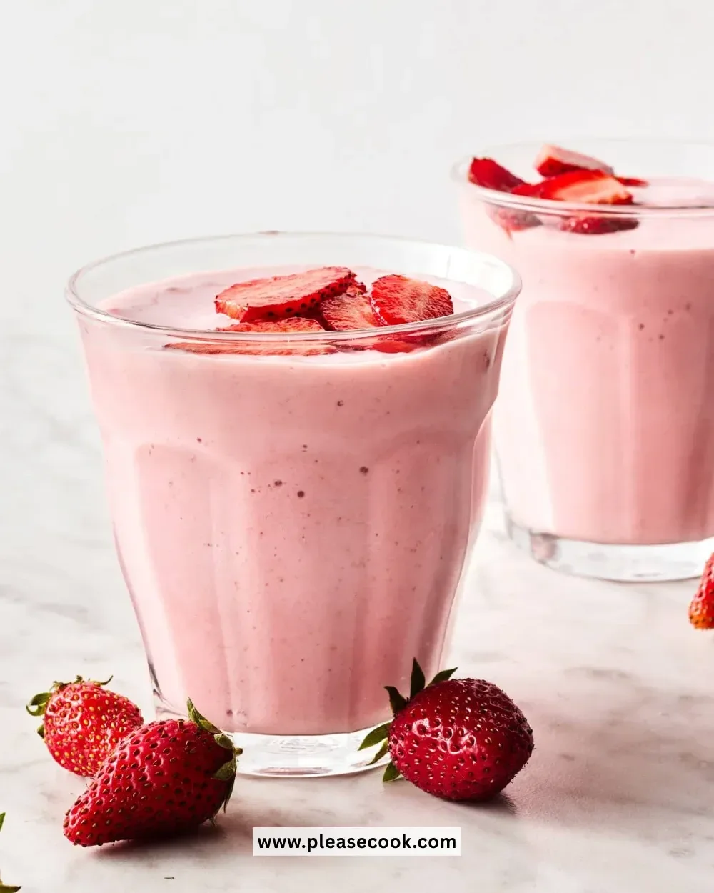 Colorful and nutritious healthy breakfast smoothies in glass cups