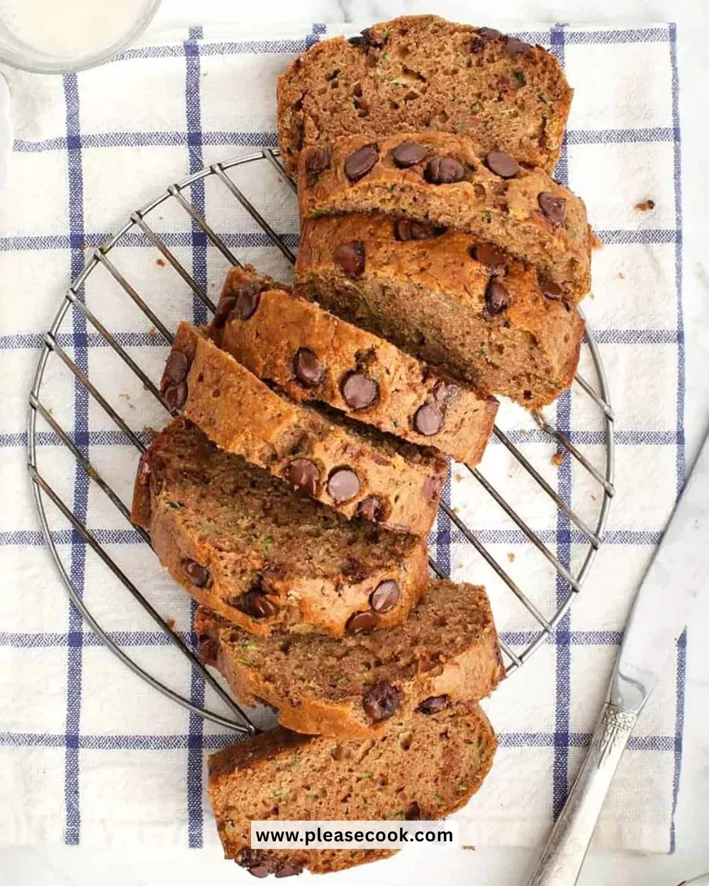 Slice of healthy zucchini bread on a wooden board