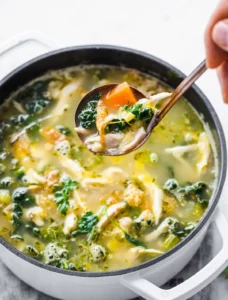 A comforting bowl of Keto Chicken Soup with fresh ingredients and low-carb goodness.
