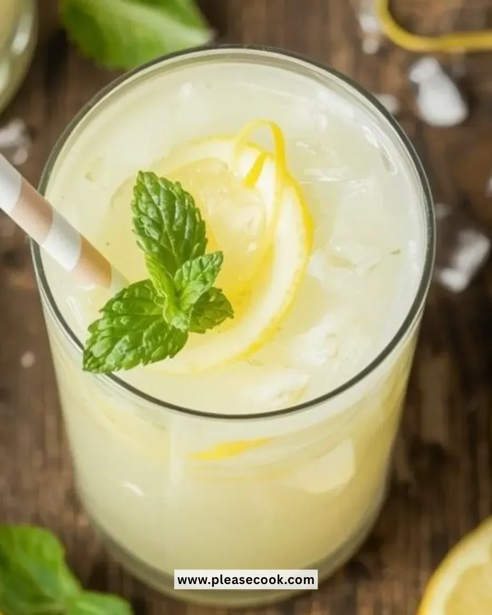 A refreshing Keto Lemon Ice Slushie in a glass with ice and a lemon slice.