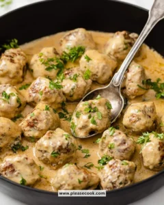 Delicious Keto Swedish Meatballs served with creamy sauce
