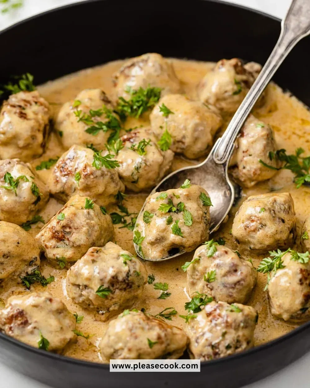 Delicious Keto Swedish Meatballs served with creamy sauce