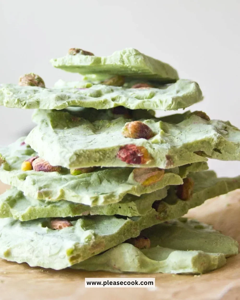 Delicious matcha frozen yogurt bark topped with toppings.