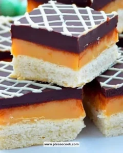 Delicious slice of Millionaire's Shortbread with layers of caramel and chocolate.