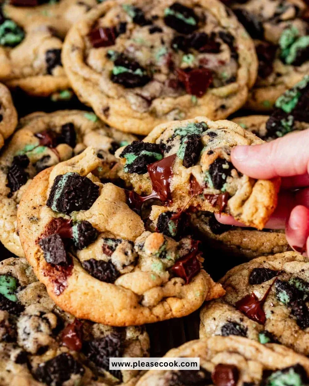 Homemade Mint Oreo Cookies with mint cream filling and chocolate cookies