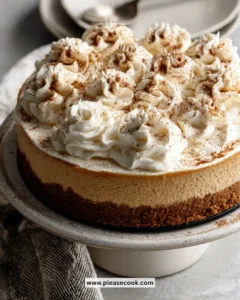 No-Bake Pumpkin Cheesecake with a creamy texture and autumn spices