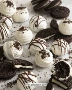 Delicious homemade Oreo Balls with chocolate coating on a plate