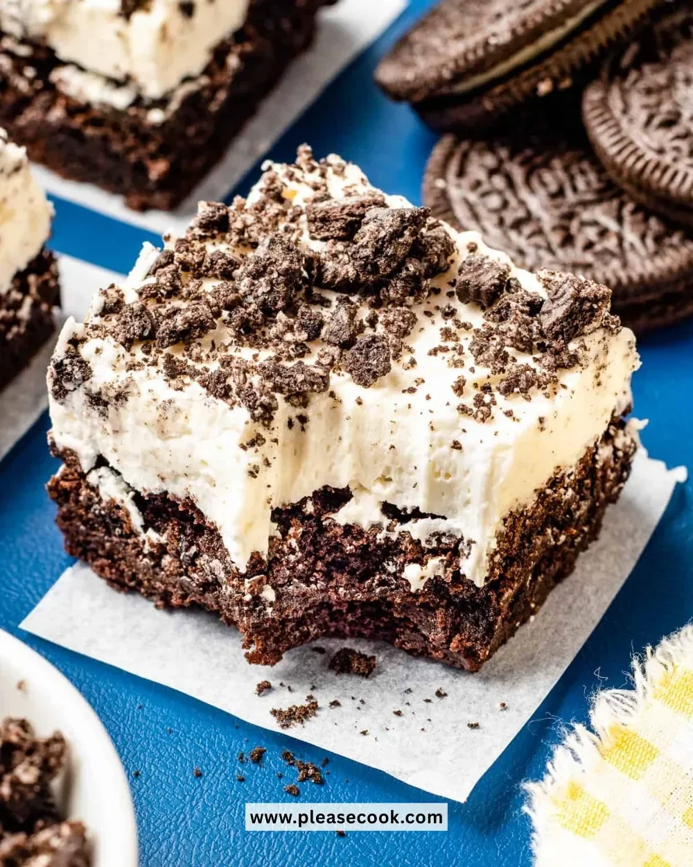 Delicious homemade Oreo Brownies with chocolate and Oreo cookie chunks