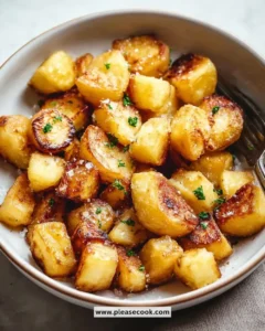 Delicious crispy pan fried potatoes served in a bowl