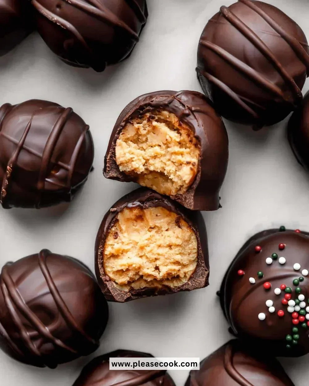 Delicious homemade peanut butter balls truffles on a plate