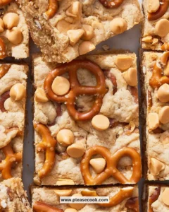 Peanut Butter Pretzel Butterscotch Blondies on a plate
