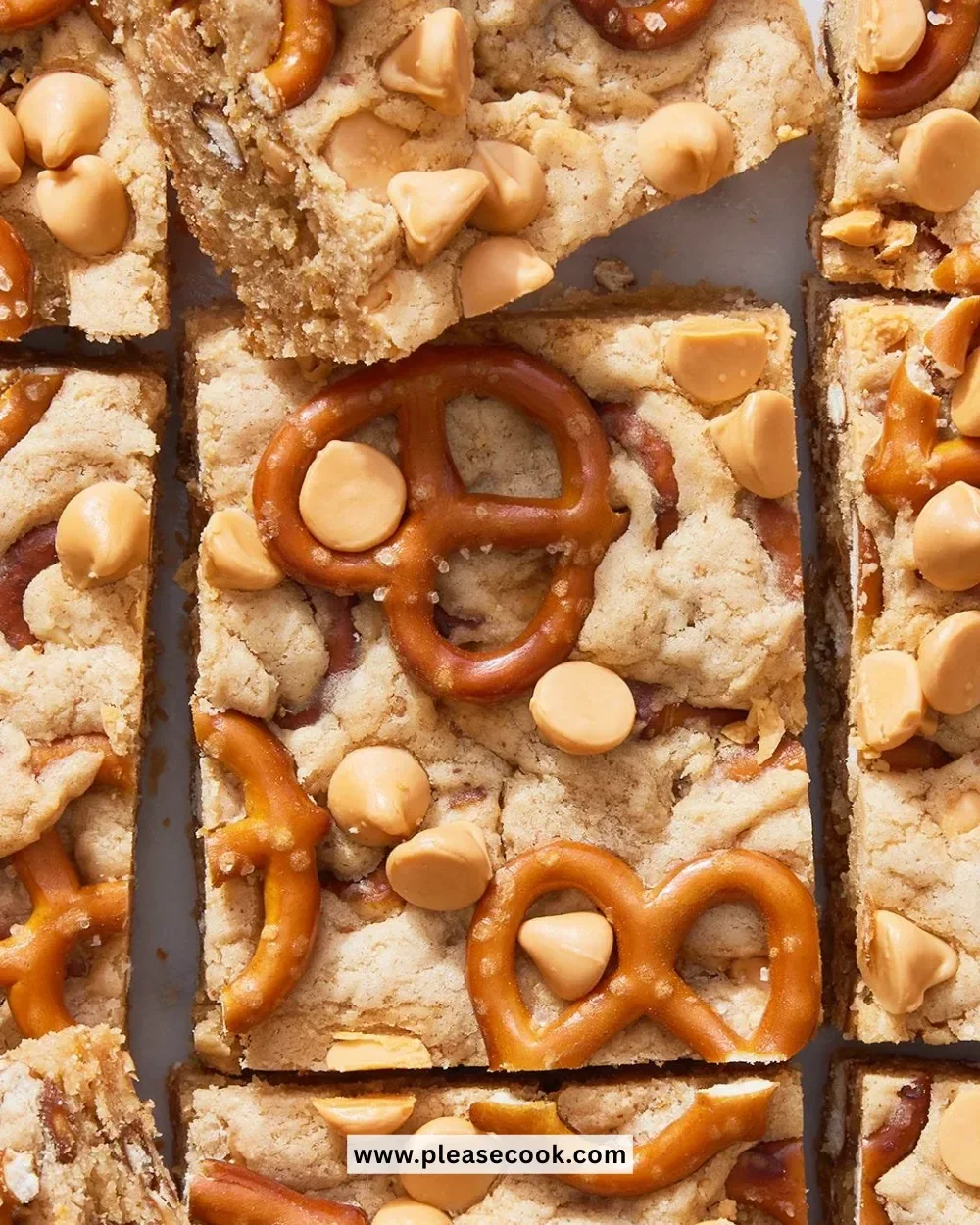 Peanut Butter Pretzel Butterscotch Blondies on a plate