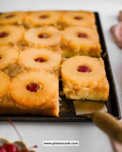 Delicious Pineapple Upside Down Cake with caramelized pineapples on top