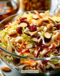 Pioneer Woman's Thanksgiving Cranberry Almond Slaw in a serving bowl.