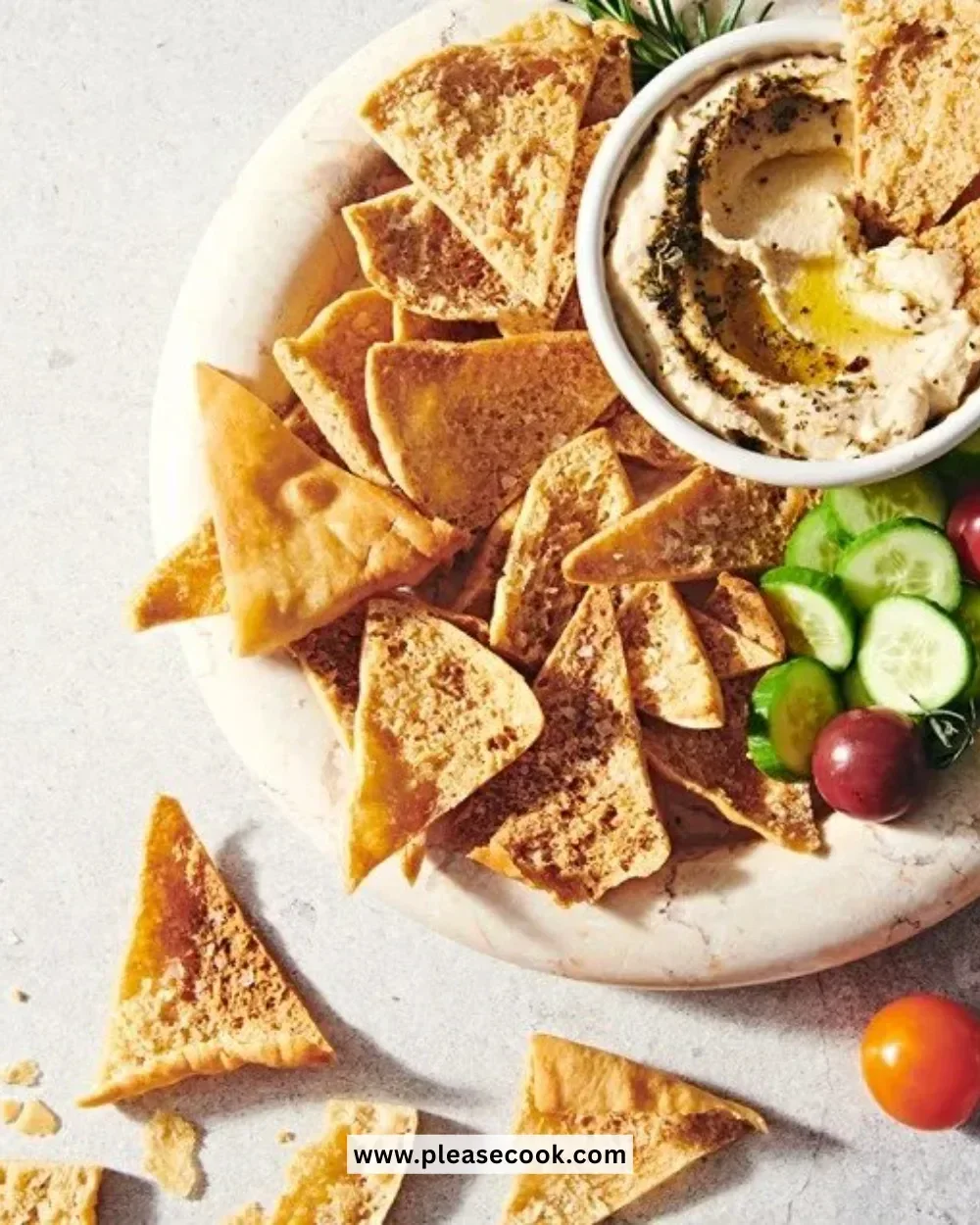 A bowl of crispy pita chips perfect for snacking or dipping