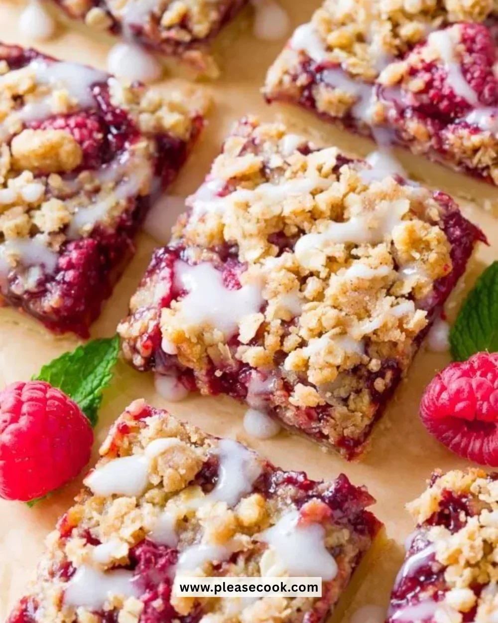 Freshly baked Raspberry Streusel Bars on a cooling rack