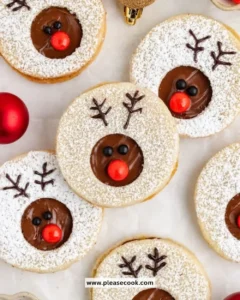 Delicious Reindeer Linzer Cookies decorated for the holiday season.