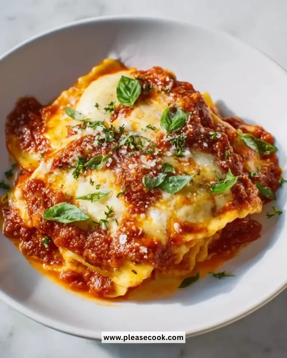 Delicious slow cooker ravioli lasagna served in a dish