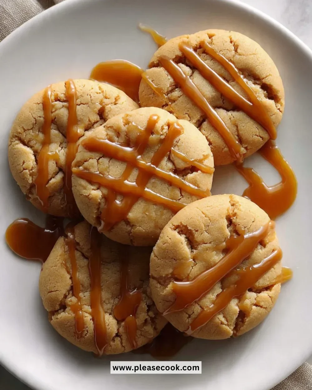 Freshly baked Spicy Caramel Cookies with a hint of spice and rich caramel.
