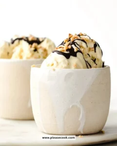 A bowl of delicious homemade sugar free ice cream topped with fresh fruit.