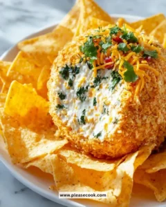 Delicious Taco Cheese Ball appetizer with taco seasoning and cheese