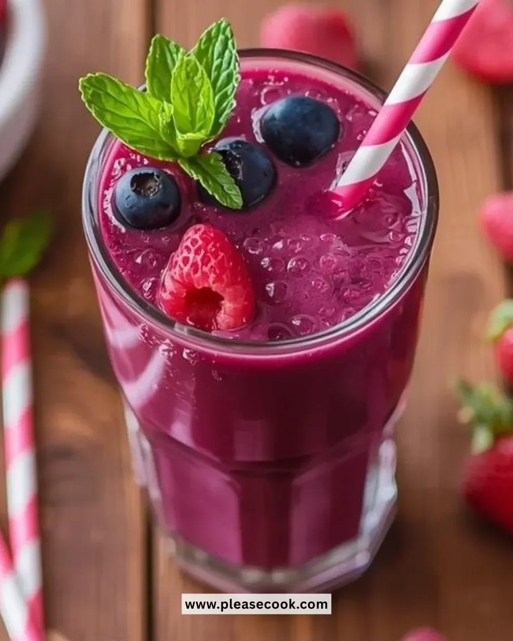 Delicious triple berry slushy made with fresh berries and ice.
