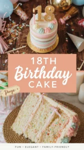 Beautiful 18th birthday cake with decorative icing and candles