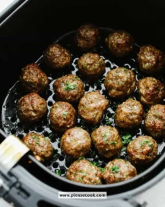 Delicious air fryer meatballs cooked to perfection, served on a plate.