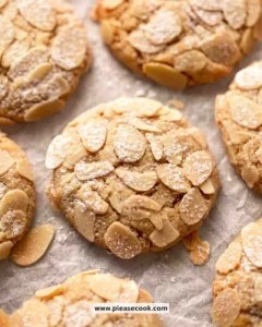 Homemade almond cookies with almonds and a golden brown finish