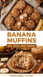 Freshly baked banana muffins on a cooling rack