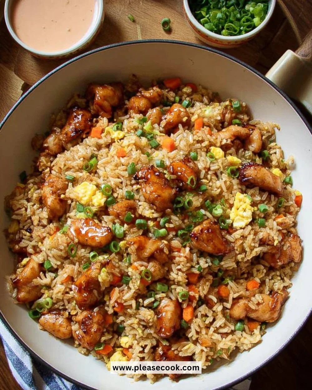 Delicious Bang Bang Chicken Fried Rice served in a bowl