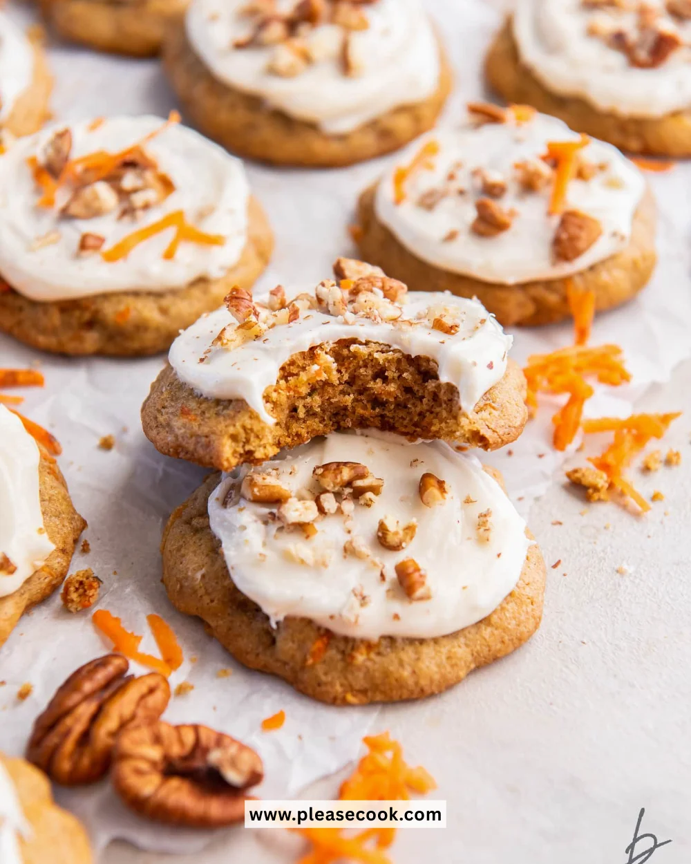 Delicious homemade carrot cake cookies on a plate