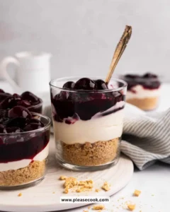 No bake cherry cheesecake topped with fresh cherries