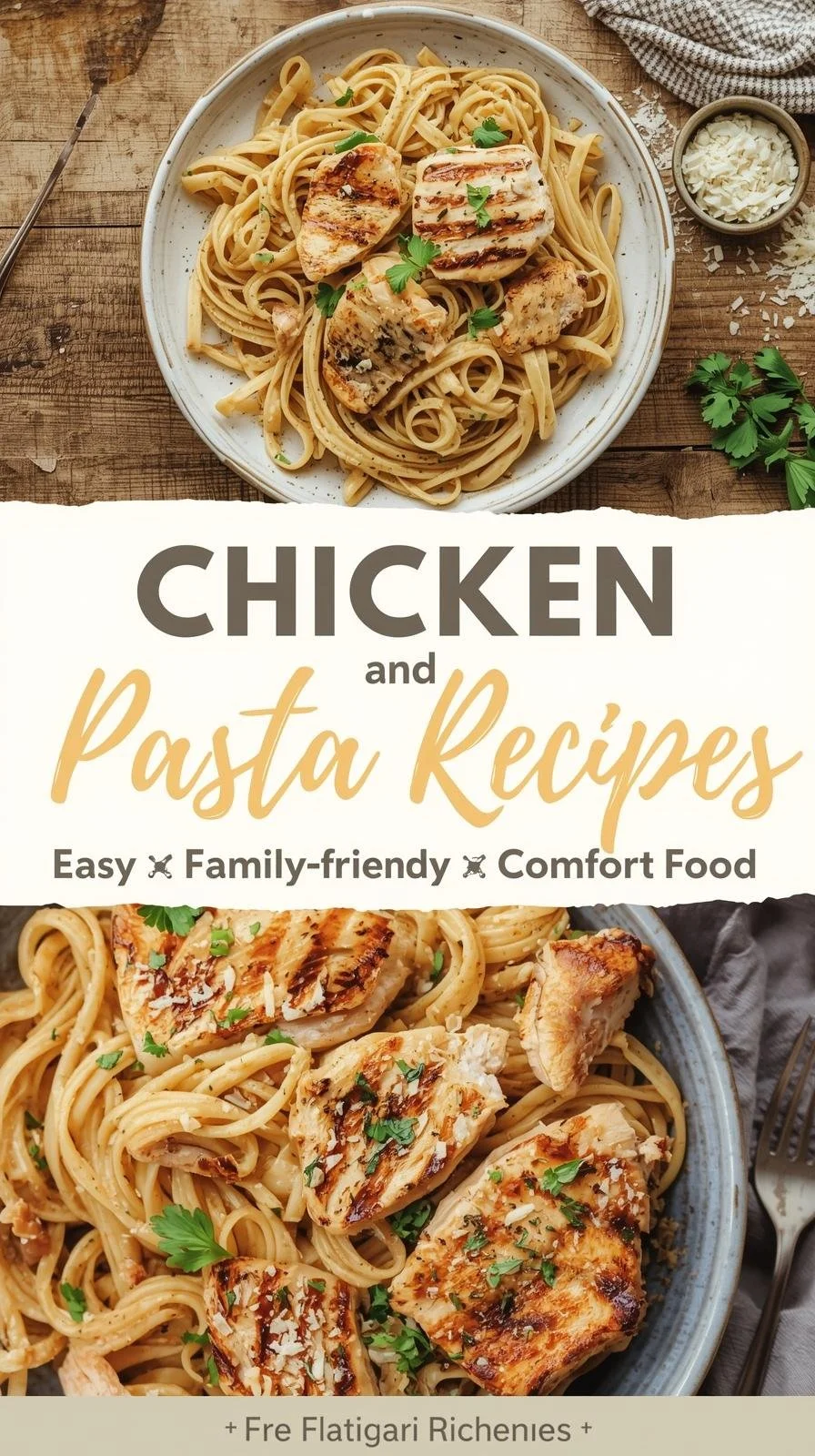 Delicious chicken pasta dish served with fresh herbs and parmesan cheese