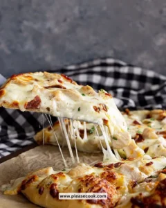 Delicious Chicken Bacon Ranch Pizza with crispy bacon and ranch dressing