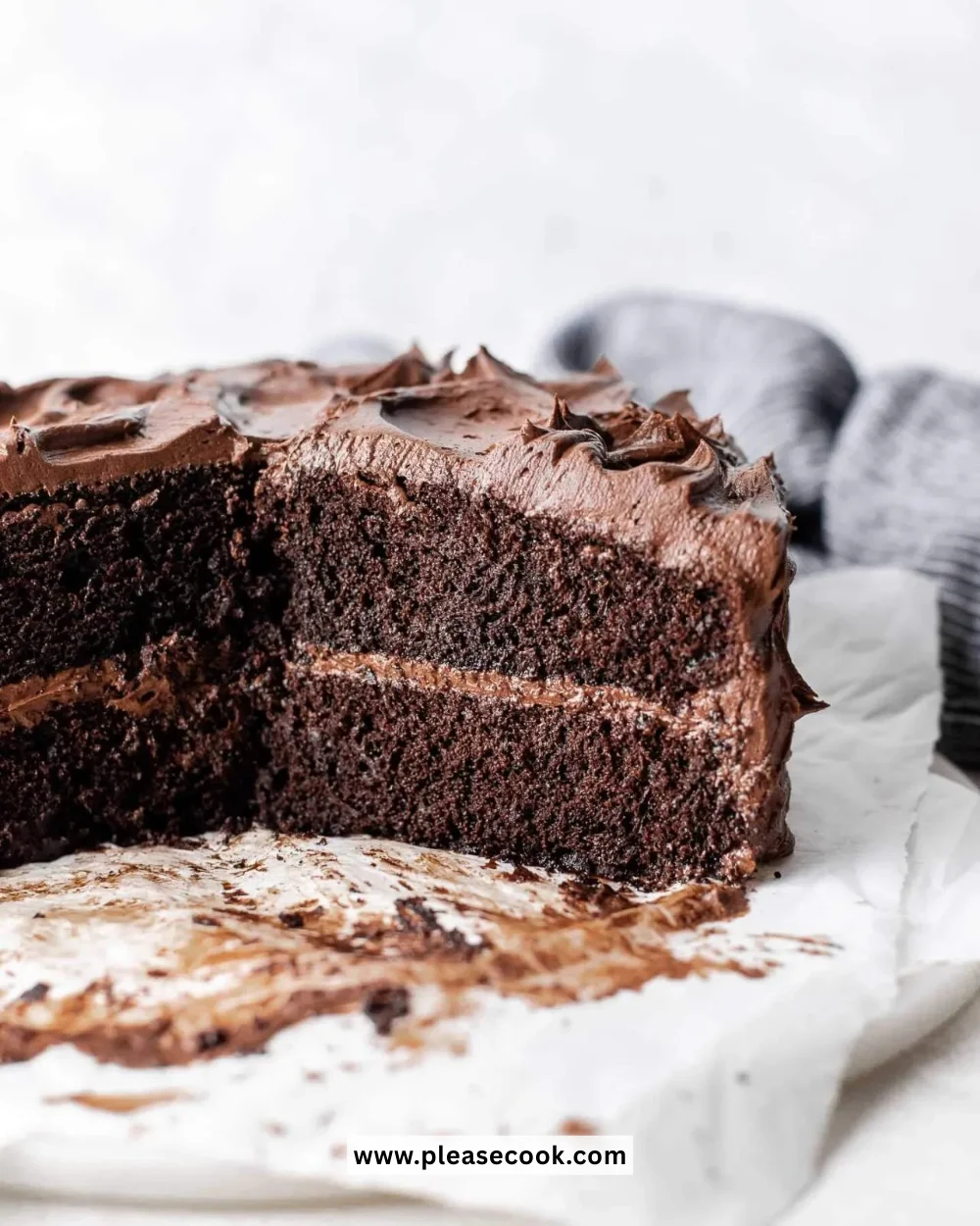 Delicious homemade chocolate cake with rich chocolate frosting