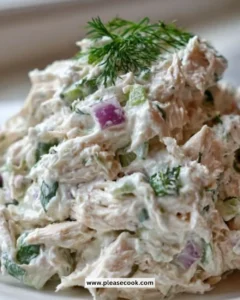 Cottage Cheese Chicken Salad with fresh vegetables and herbs