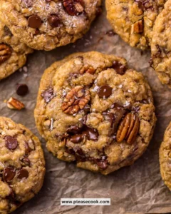 Delicious Cowboy Cookies with oats, chocolate chips, and nuts.